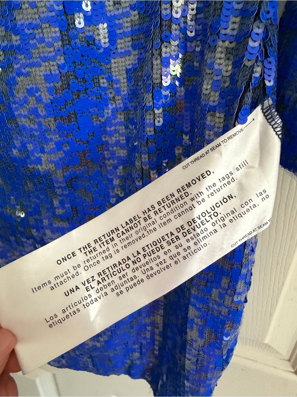 Dress the Population Electric Blue with Silver Sequin Long-Sleeve Mini Dress - Picture 4 of 6